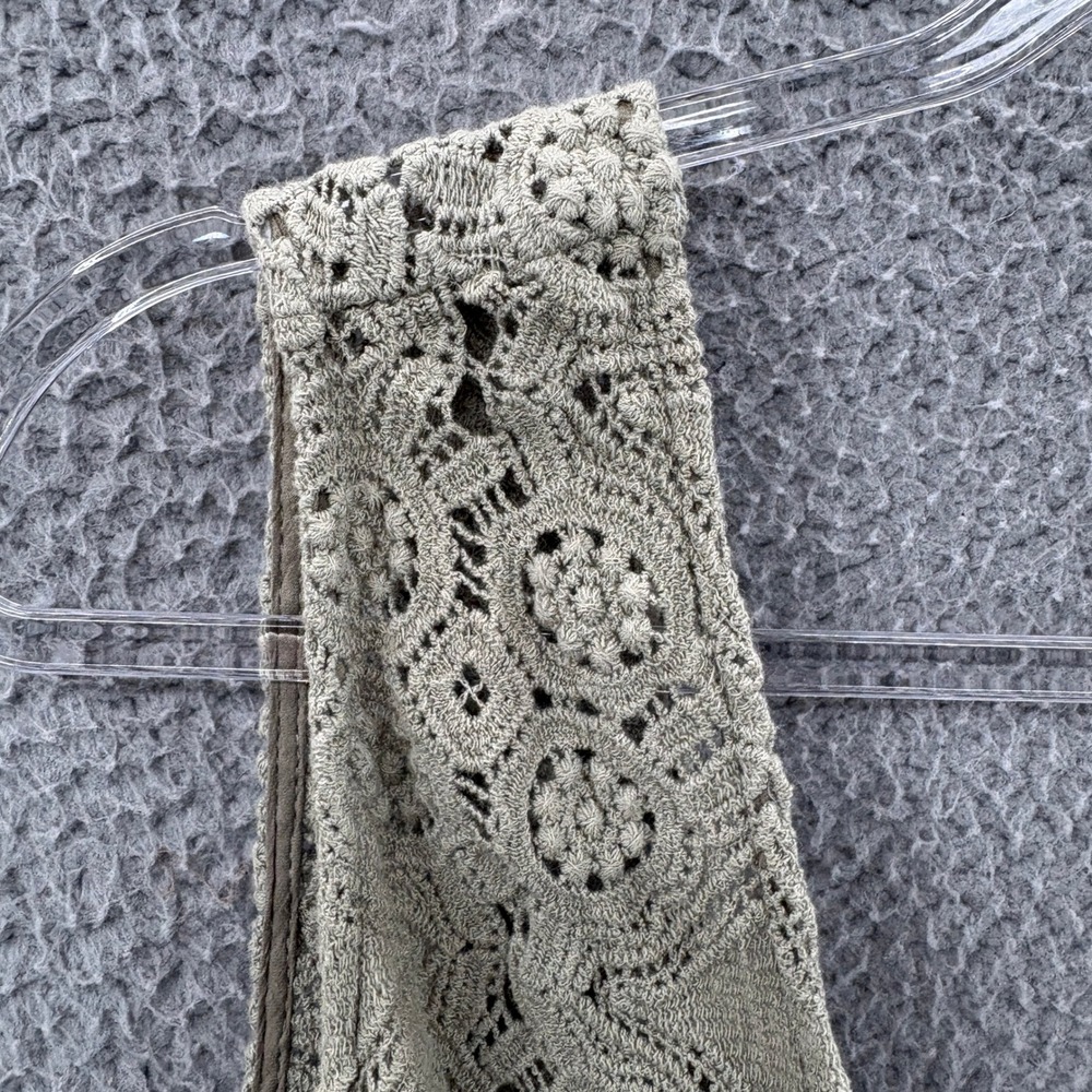 Free People Babydoll Mini Dress Size M Green Boho Crochet Lace Ruffle Sleeveless - Picture 2 of 13